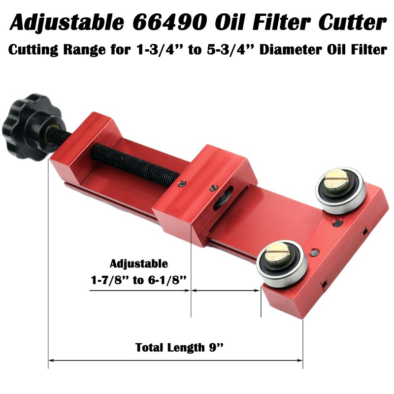 Sporthfish 66490 قاطع فلتر الزيت قابل للتعديل نطاق القطع 1-3/4 ''إلى 5-3/4'' أداة قطع فلتر الزيت الألومنيوم الأحمر - Image 4